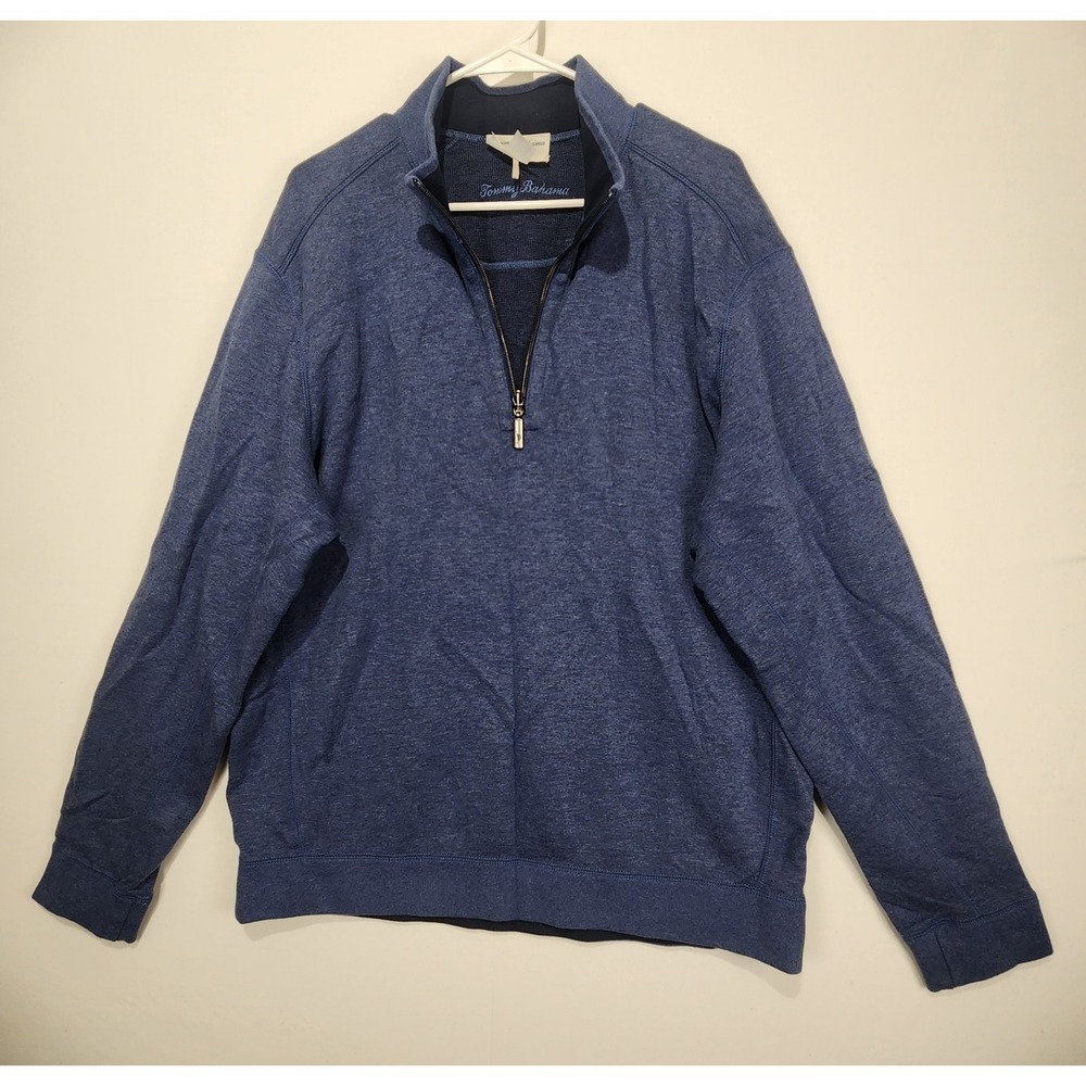 Tommy Bahama Men's Pullover Reversible Casual Sweater 1/4 Zip Blue Size‎ XL